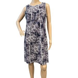 NINE WEST Dark Regal Purple Plum Medallion Abstract Floral Sheath Dress - Sz 8